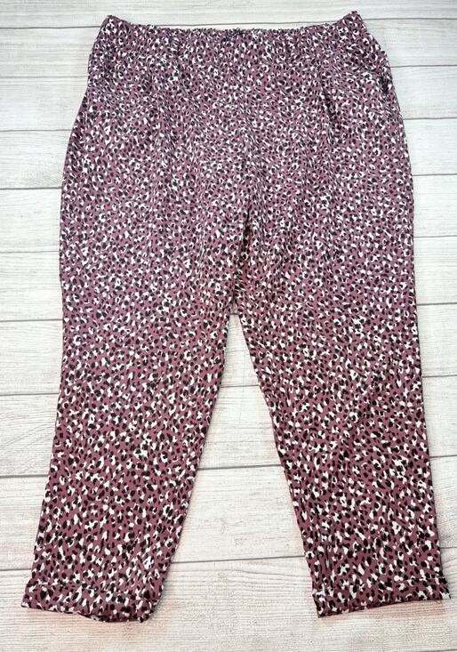 torrid Pants - Torrid Pull-On Taper Stretch Crepe High-Rise Tie-Front Pant Leopard Purple 2/2X